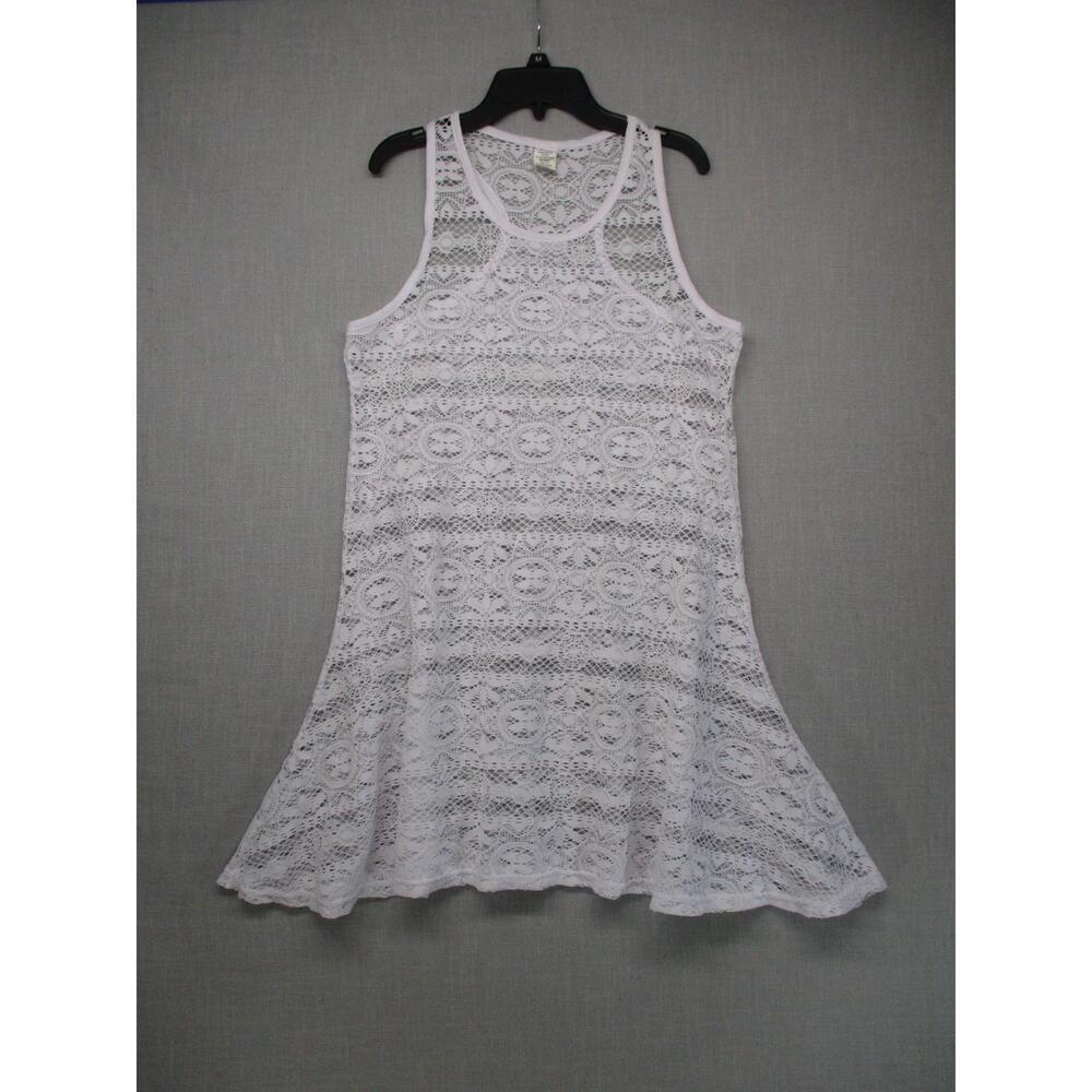 West Loop White Lace Sheer Feminine Romantic Tank Dress Womens Size SmallMedium